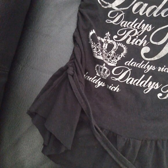 Vintage Y2K Spunky Graphic Black Tube Top with Side Ruching - Picture 4 of 5